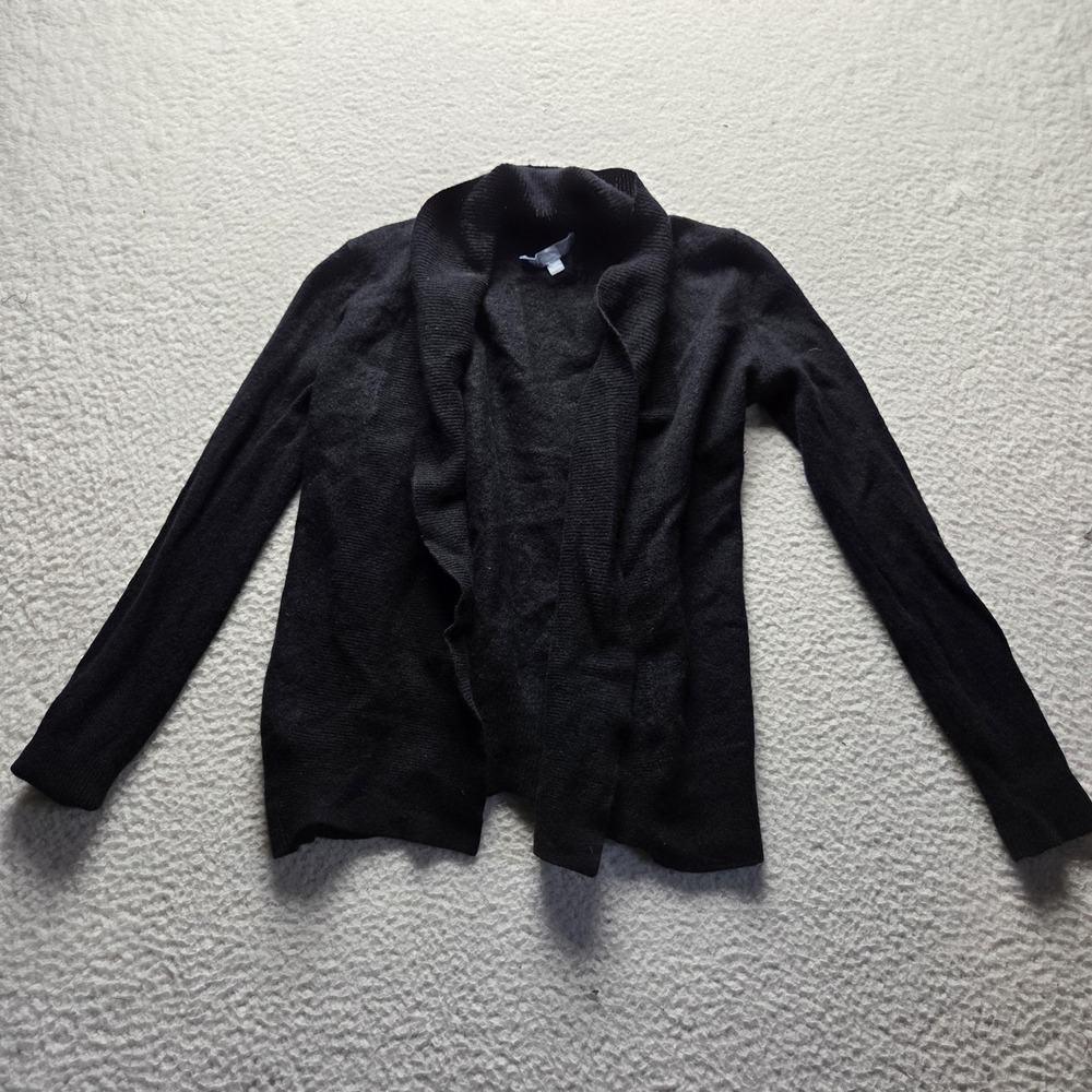 Antonio Melani Cardigan Sweater Womens Medium Black Cashmere Open Front Knit